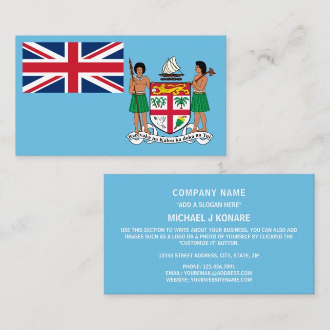 Fijian Flag & Coat of Arms, Flag of Fiji Business Card (Front/Back)