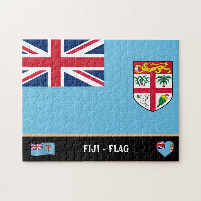 Fijian Flag & Fijian country / Fiji islands Jigsaw Puzzle (Horizontal)