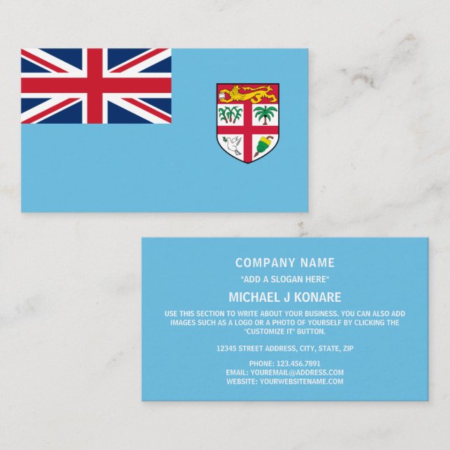 Fijian Flag, Flag of Fiji Business Card (Front/Back)