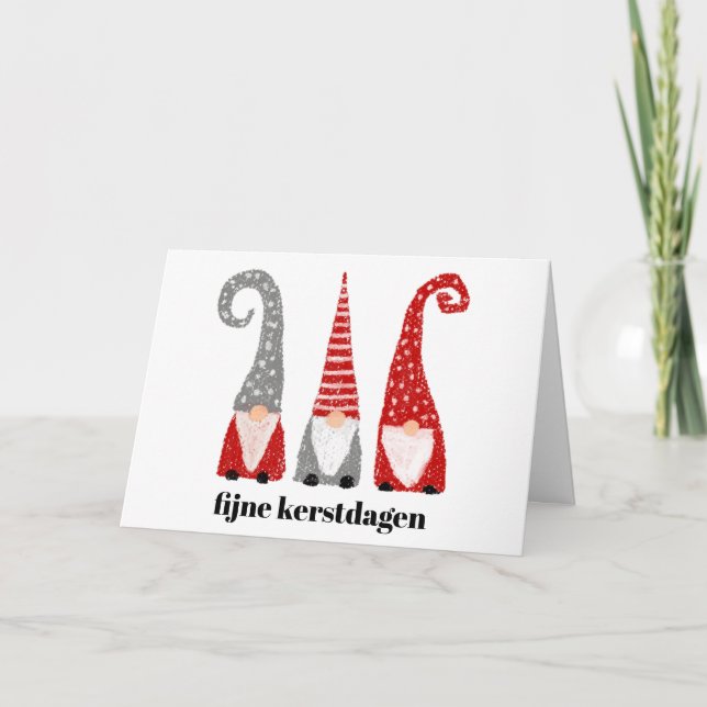 Fijne Kerstdagen Drie Kabouters Xmas Holiday Card (Front)