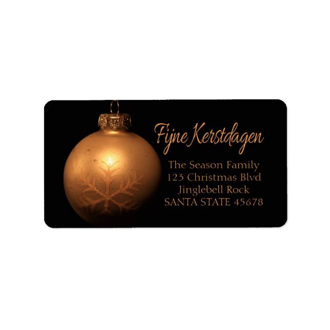 Fijne Kerstdagen Golden ornament label (Front)
