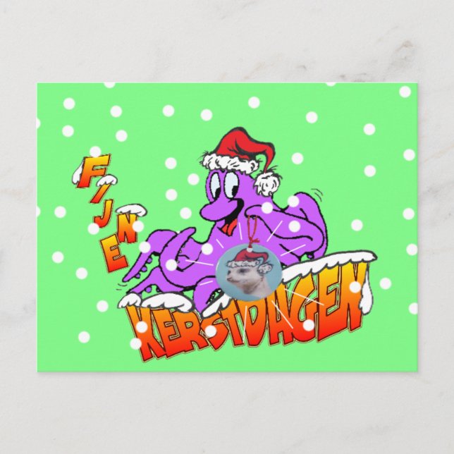 Fijne Kerstdagen Octopus Briefkaart Postcard (Front)