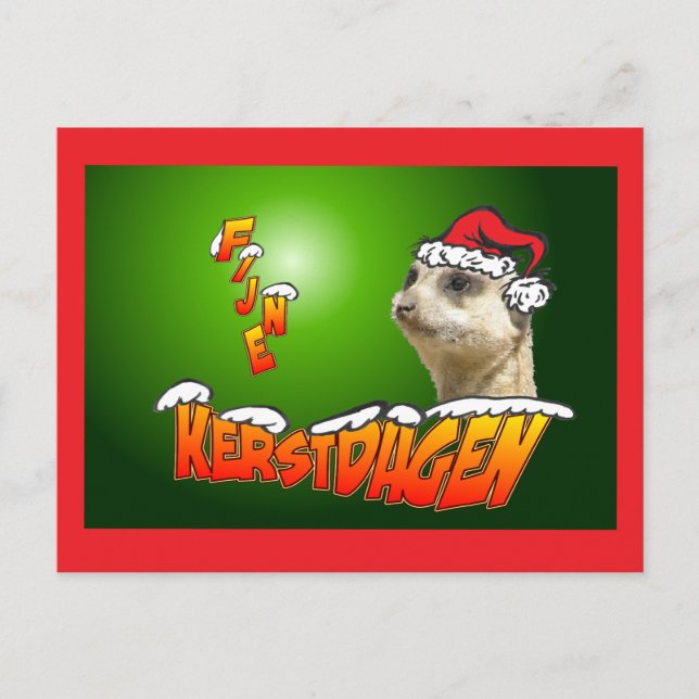 Fijne Kerstdagen Stokstaarte Groene Briefkaart Postcard (Front)