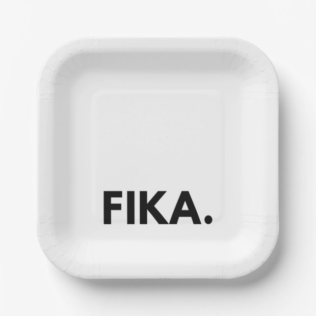 Fika Bold Black and White Sans Serif Paper Plate (Front)