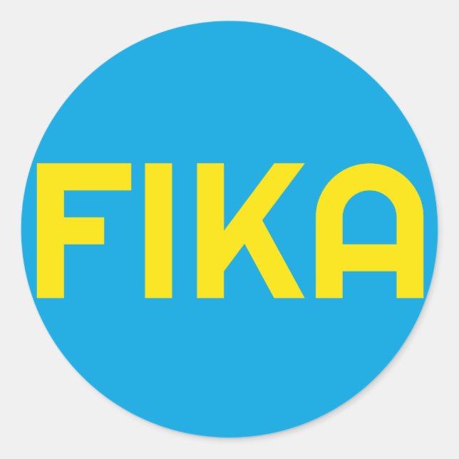 FIKA Bold Yellow and Blue Classic Round Sticker (Front)
