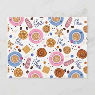 Fika, coffe with friend holiday postcard