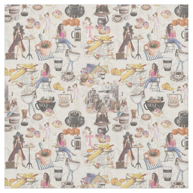 Fika Swedish coffee Break Tradition Fabric (Close Up)