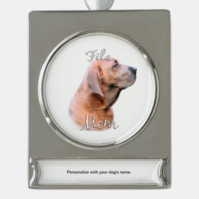 Fila Brasileiro Mum 2 Silver Plated Banner Ornament (Front)