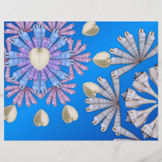 File Folder Decorative Paper in Blue Seashells