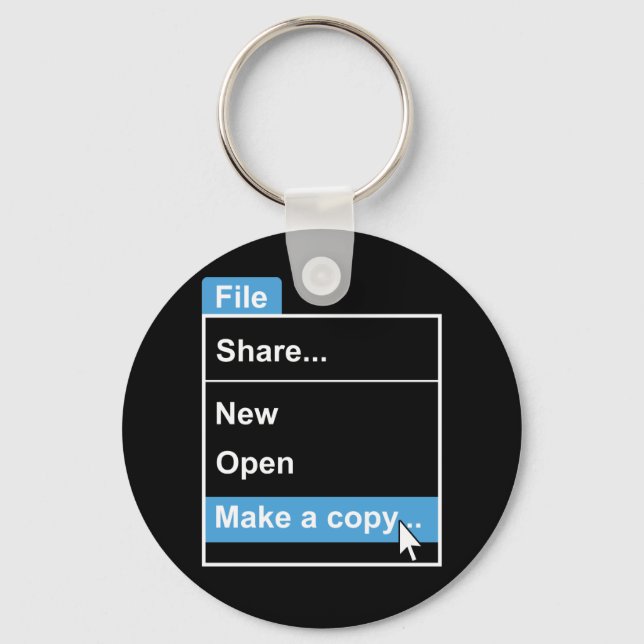 File Make a Copy Computer Science Key Ring (Front)