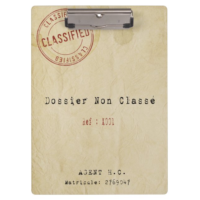 File not classified block holder clipboard (Front)