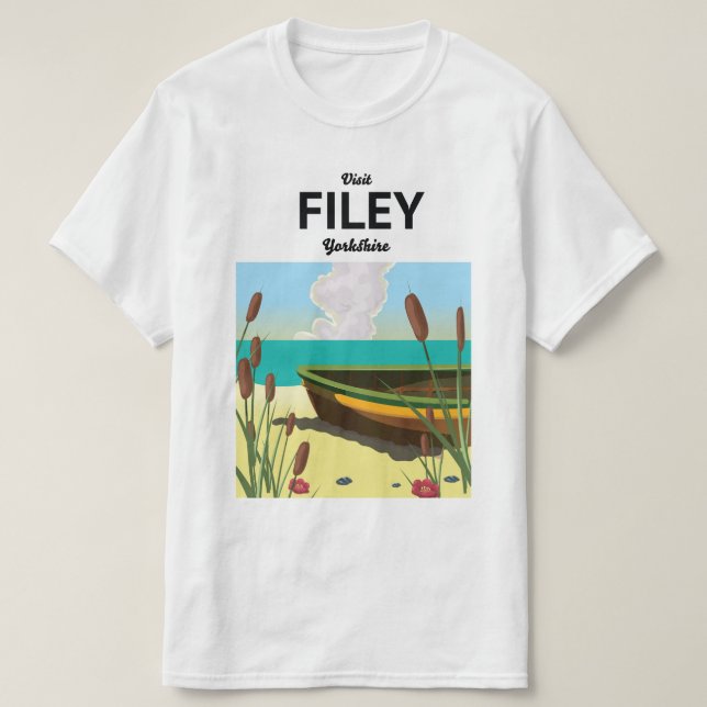 Filey, Yorkshire Seaside travel poster T-Shirt (Design Front)