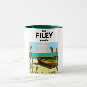 Filey, Yorkshire Seaside travel poster Two-Tone Coffee Mug