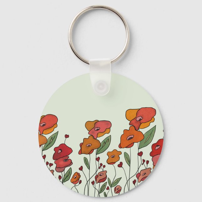 filigranes Mohnfeld  Key Ring (Front)