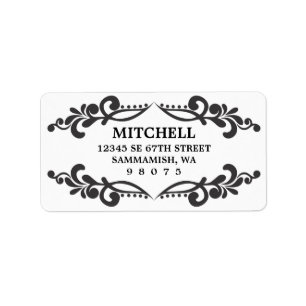Filigree Address Label (Black)