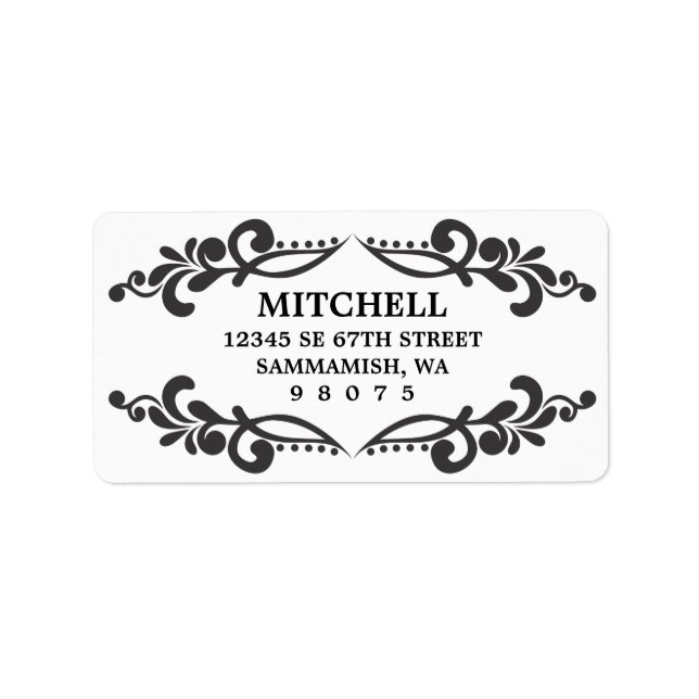 Filigree Address Label (Black) (Front)