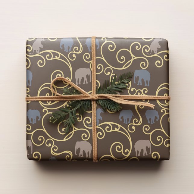 Filigree and Elephants Wrapping Paper (Creator Uploaded)