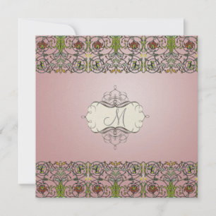 Filigree and Floral Vine/mauve pink Invitation