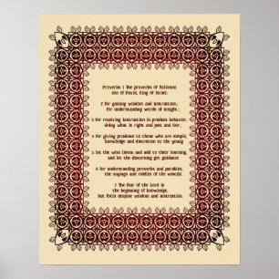 Filigree Bible Text Proverbs Chapter 1 : 1-7 Poster