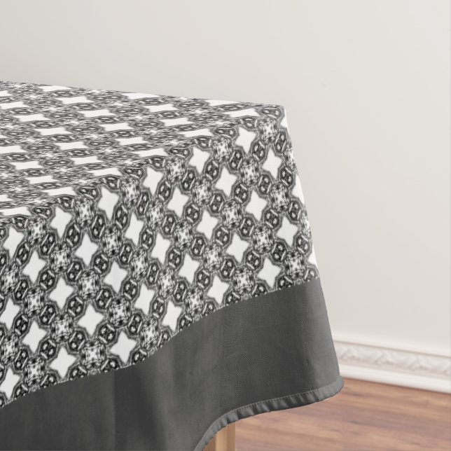 Filigree Black Medalion Pattern Tablecloth (In Situ)