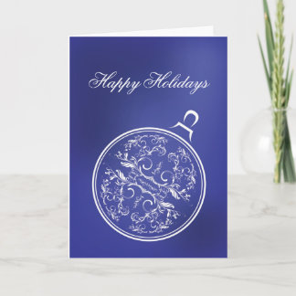 Filigree Blue Ornament Holiday Card