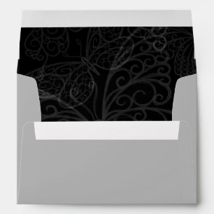 Filigree Butterfly Envelope in Black and Grey