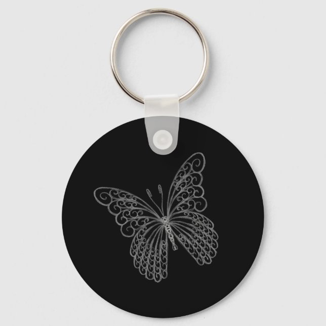 Filigree Butterfly Key Chain in Black (Front)