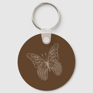 Filigree Butterfly Key Chain in Brown