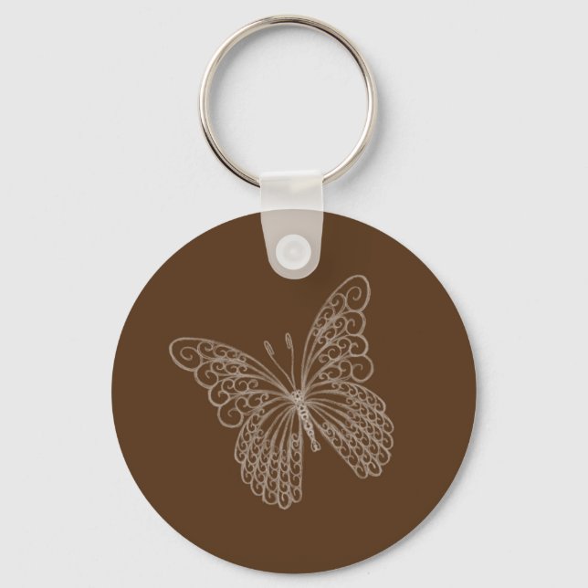 Filigree Butterfly Key Chain in Brown (Front)