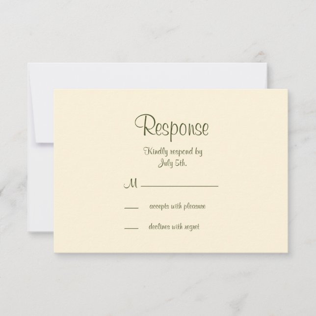 Filigree Butterfly RSVP in Olive Green (Front)