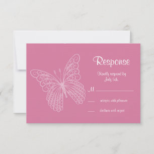 Filigree Butterfly RSVP in Pink Card