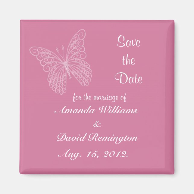 Filigree Butterfly Save The Date Magnet (Front)