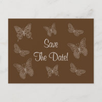 Filigree Butterfly Save the Date Postcard in Brown