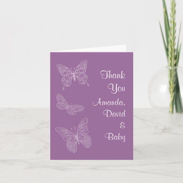 Filigree Butterfly Thank You Card (purple) (Front)