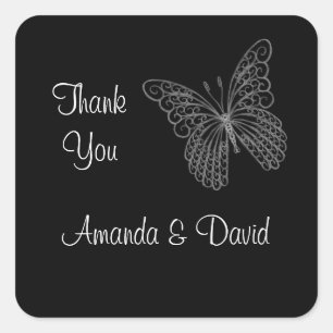 Filigree Butterfly Thank You Sticker