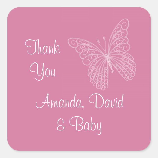 Filigree Butterfly Thank You Sticker (Front)