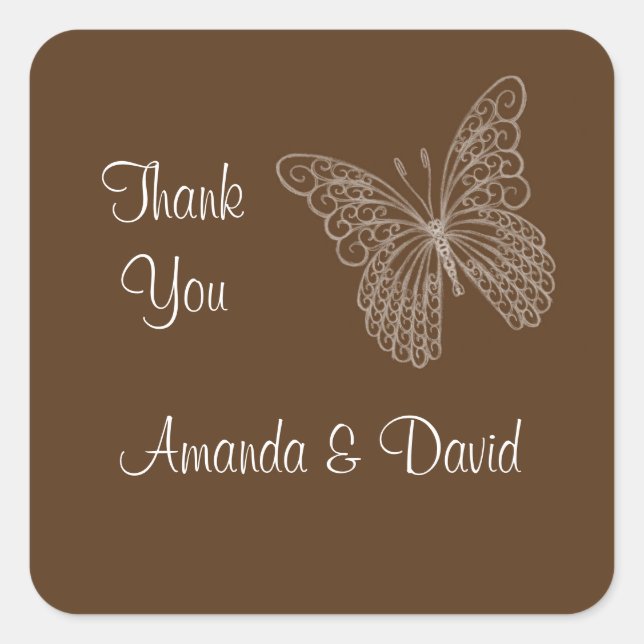 Filigree Butterfly Thank You Sticker (Front)
