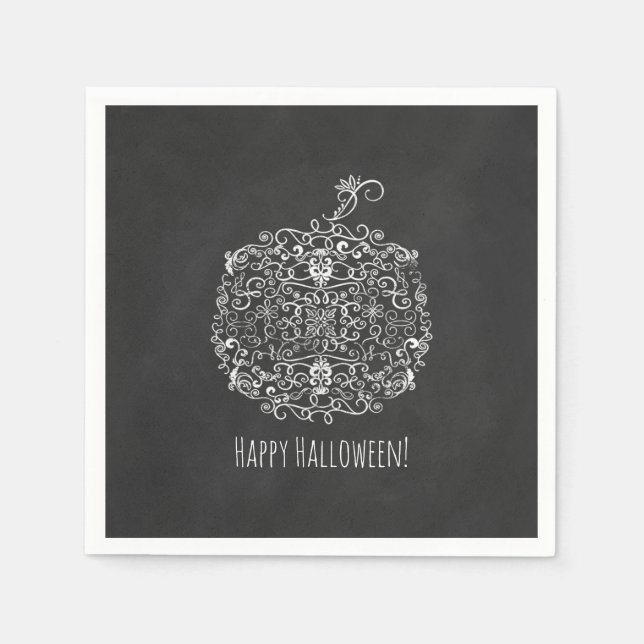 Filigree Chalkboard Fall Pumpkin Autumn Fall Party Napkin (Front)