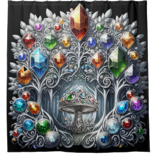 Filigree Forest Mushroom Shower Curtain