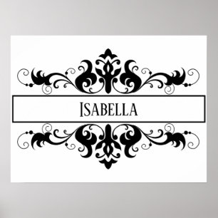 Filigree frame personalised name poster