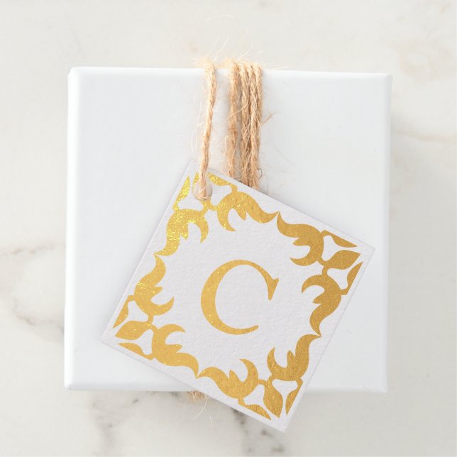 Filigree Framed Monogram Favour Tags (With Box)