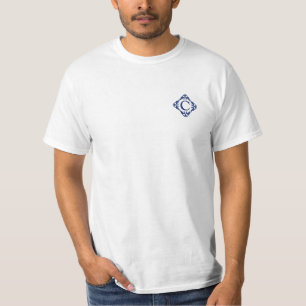 Filigree Framed Monogram in Navy Blue T-Shirt