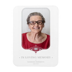 Filigree Funeral Grey Ornamental Lace Effect Photo Magnet