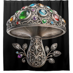 Filigree Gemstone Mushroom Shower Curtain