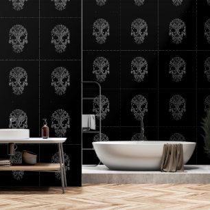 Filigree Goth Day of the Dead Skull Wallpaper