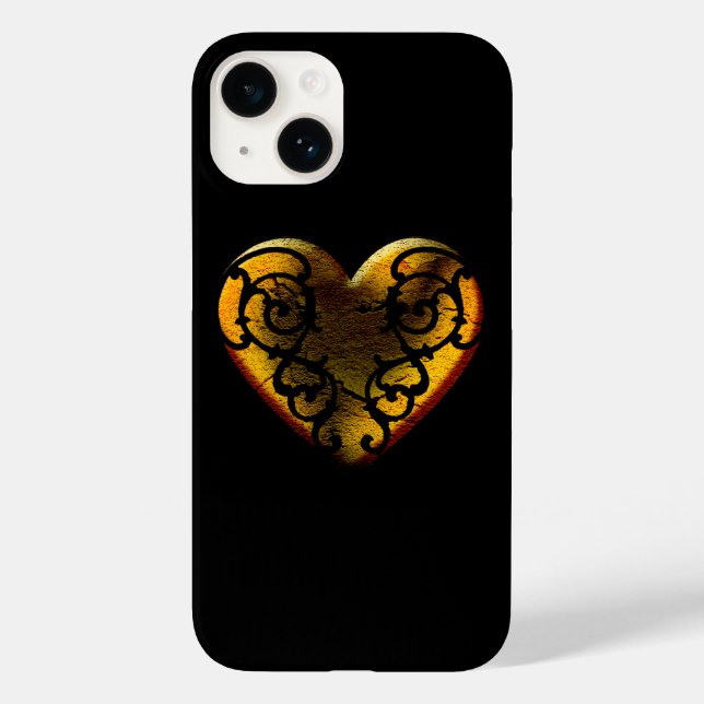 Filigree Goth Gold Heart Case-Mate iPhone Case (Back)