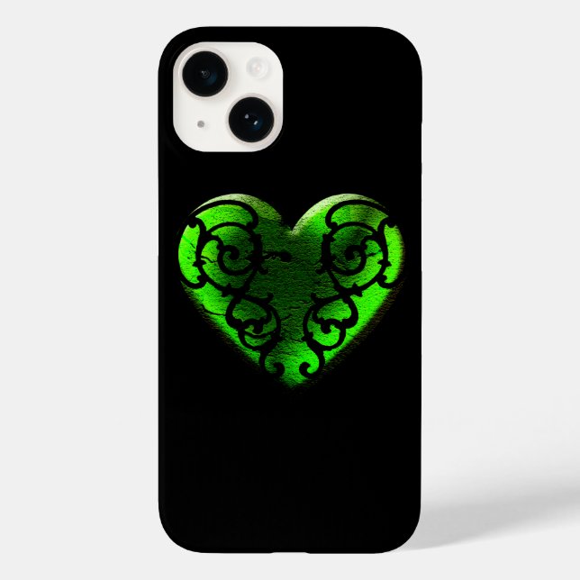 Filigree Goth Green Heart Case-Mate iPhone Case (Back)