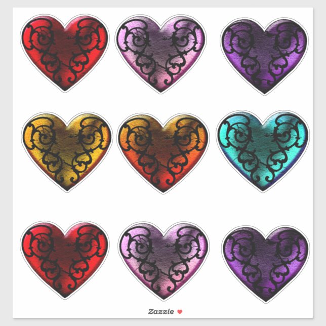 Filigree Goth  Hearts (Sheet)