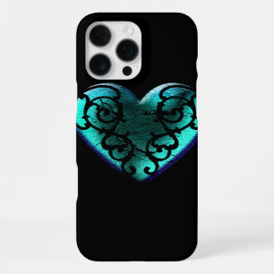 Filigree Goth Ice Blue Heart iPhone 16 Pro Max Case
