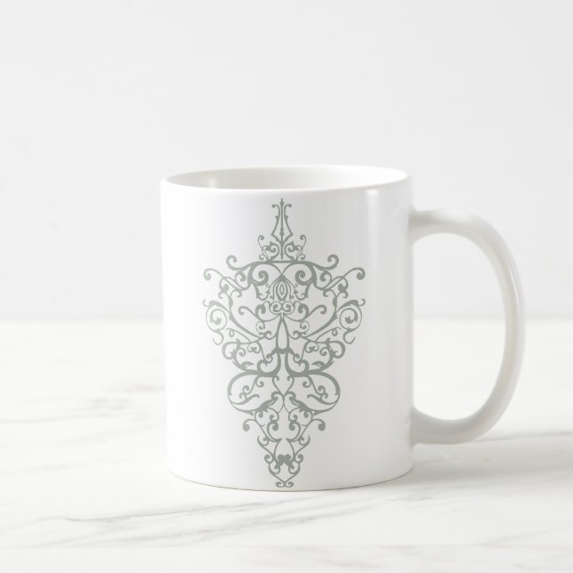 filigree green coffee mug (Right)